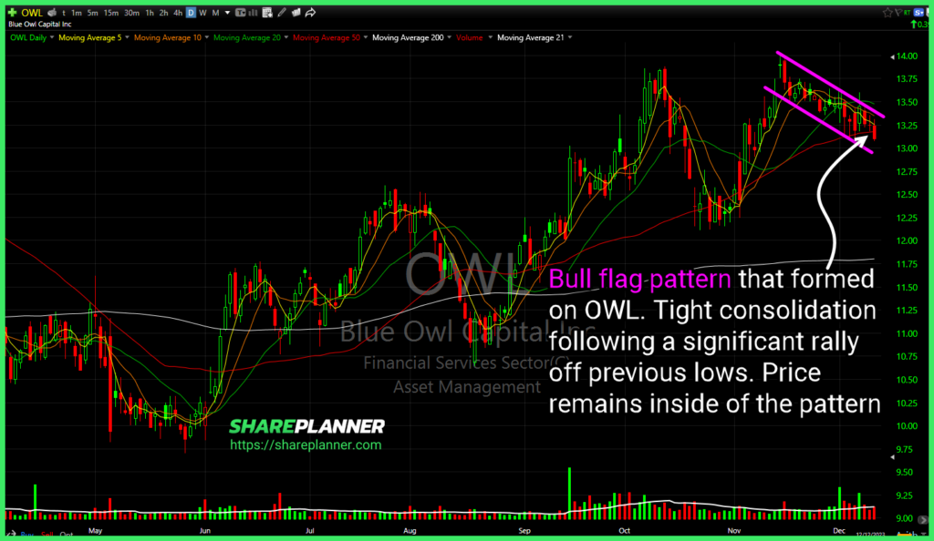 Bull flag pattern trade setup. 