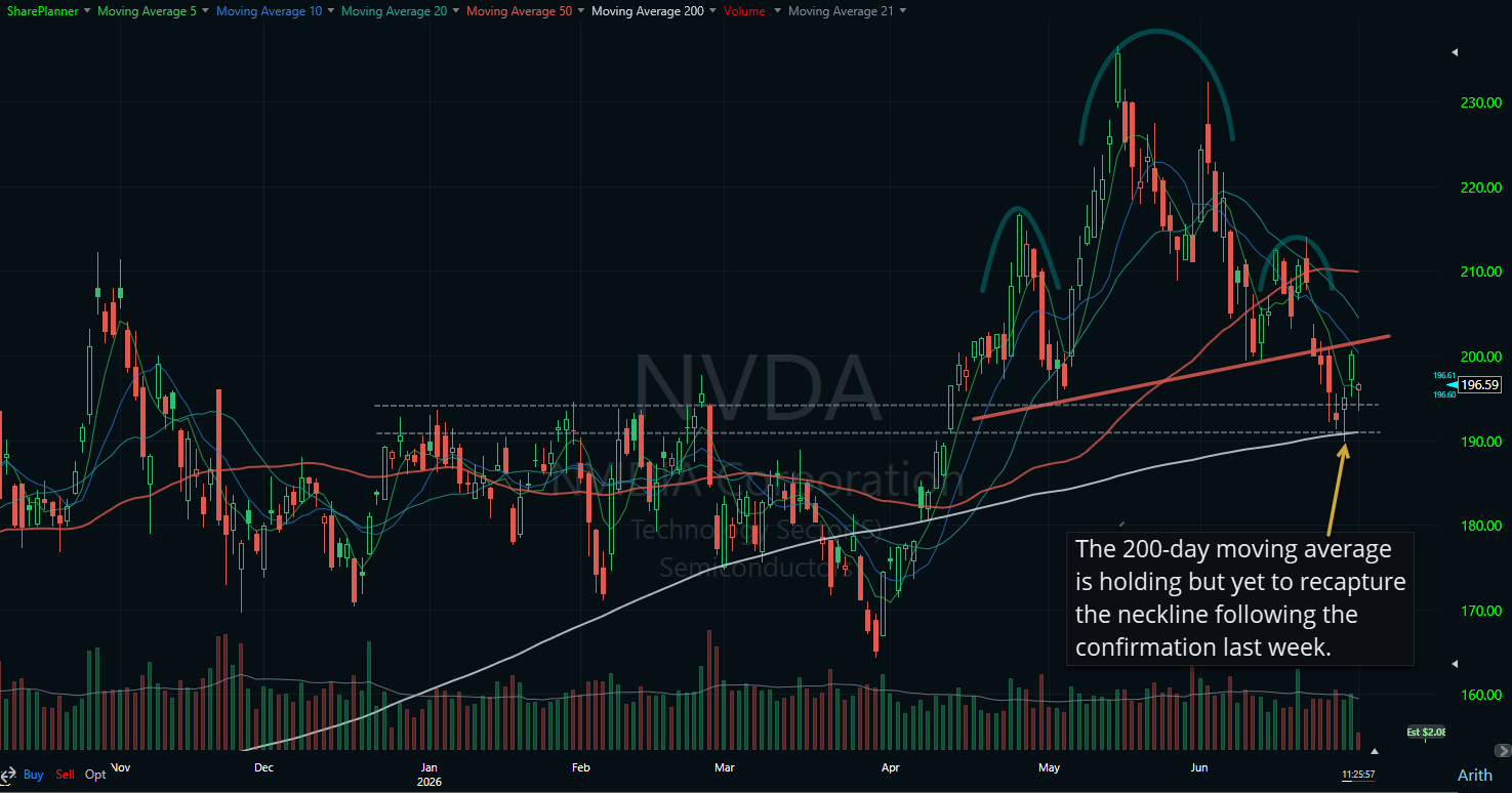NVDA bouncing off of the 200-day moving average.